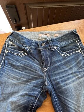 Ariat Women's Flare Jeans in Blue with White Stitching